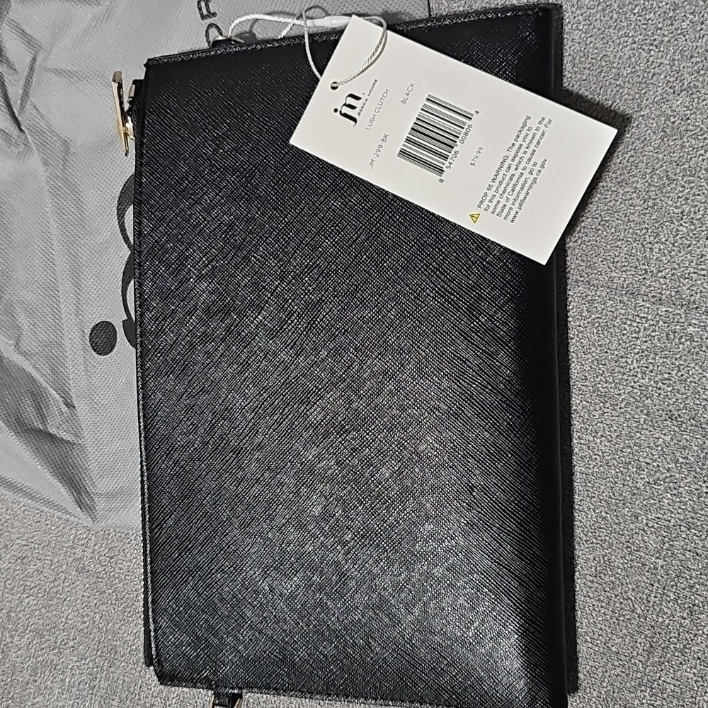 Jessica Moore Lush Clutch Black Wristlet Shoulder Bag Crossbody Purse 2 Straps - Picture 9 of 10